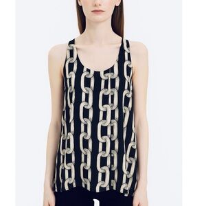 Christopher Deane 100% silk chain link print sleeveless tank top Y2K